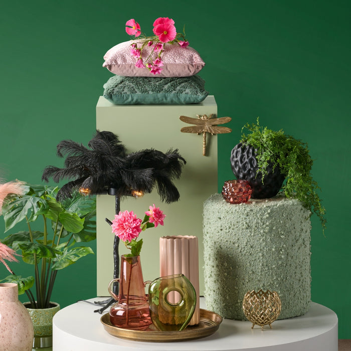 Light & Living Vaas Aardbei - Zwart - Polystone - 15x15x15cm (BxHxD)