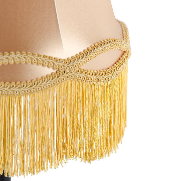 QAZQA Klassieke tafellamp zwart met granny kap goud 30 cm - Simplo