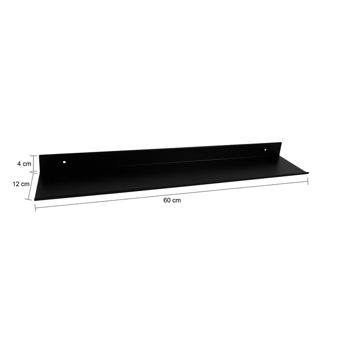 QUVIO Metalen muur plank - Zwart - 60 cm