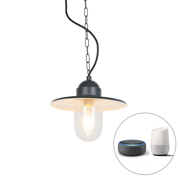 QAZQA Smart buiten hanglamp antraciet IP44 incl. Wifi ST64 - Kansas