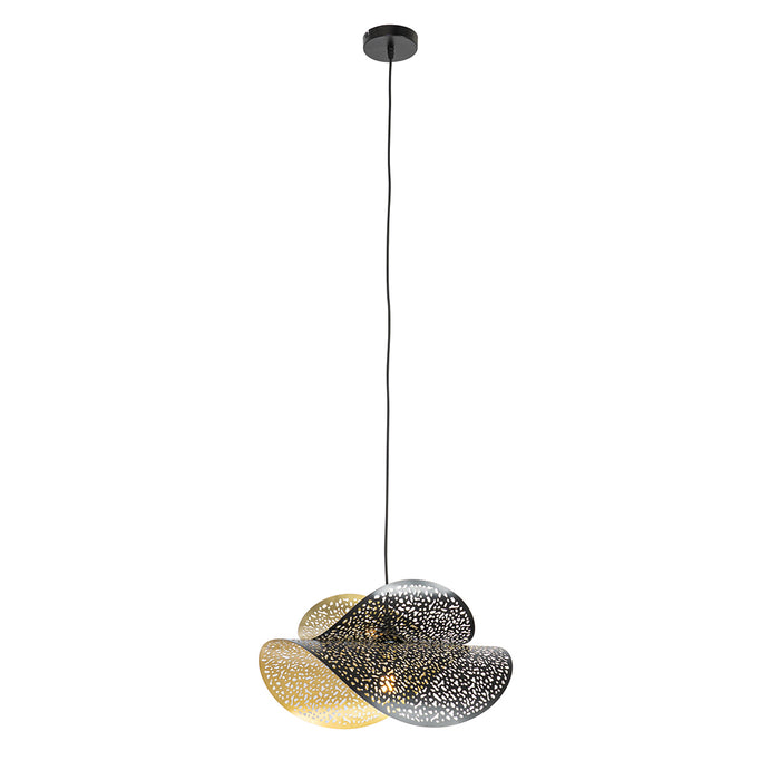 QAZQA Oosterse hanglamp zwart met goud 28 cm - Japke