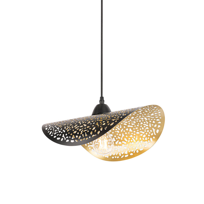 QAZQA Oosterse hanglamp zwart met goud 35 cm - Japke