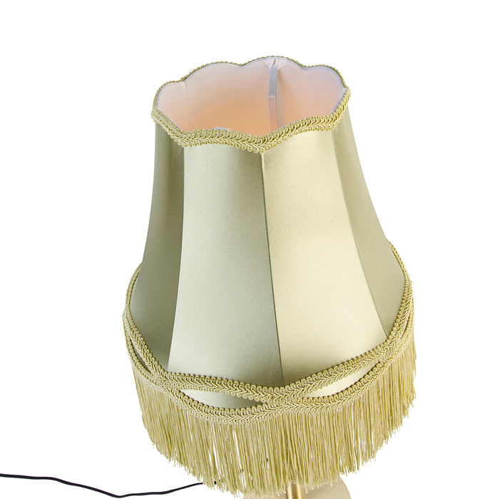 QAZQA Klassieke tafellamp messing met granny kap groen 30 cm - Simplo