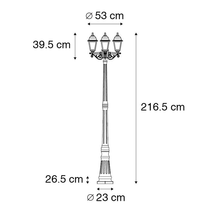 QAZQA Smart buiten lantaarn goud 3-lichts incl. Wifi ST64 - New Haven