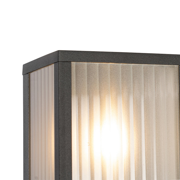 QAZQA Buiten wandlamp zwart met ribbel glas IP44 - Charlois