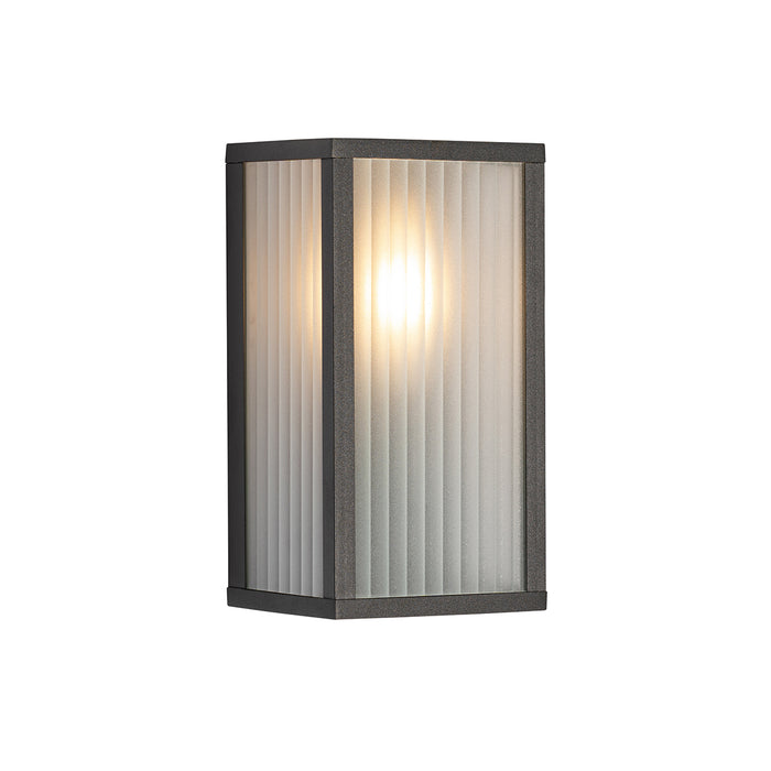 QAZQA Buiten wandlamp zwart met ribbel glas IP44 - Charlois