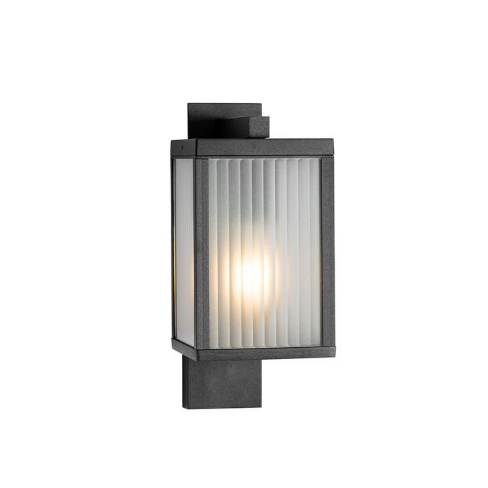 QAZQA Buiten wandlantaarn zwart met ribbel glas IP44 - Charlois