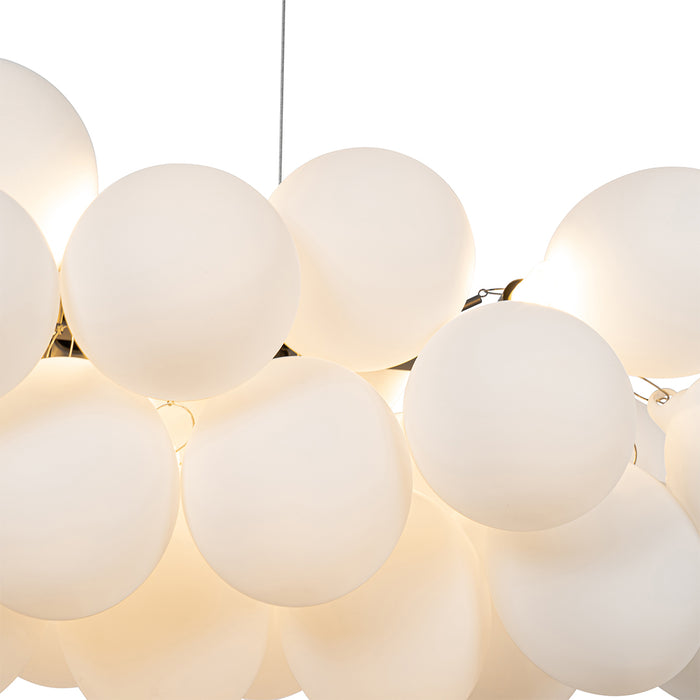 QAZQA Hanglamp zwart met opaal glas 8-lichts langwerpig - Uvas