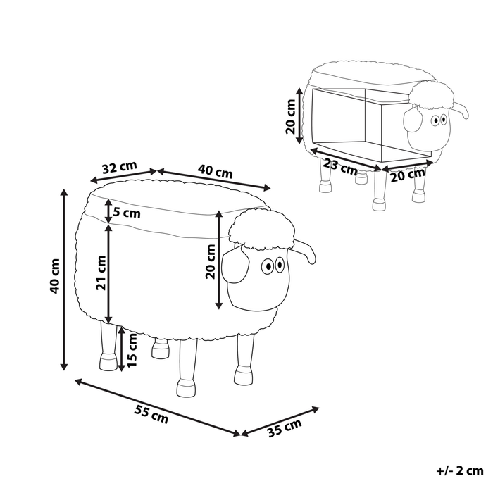 Beliani - SHEEP - Poef - Lichtbeige - Polyester