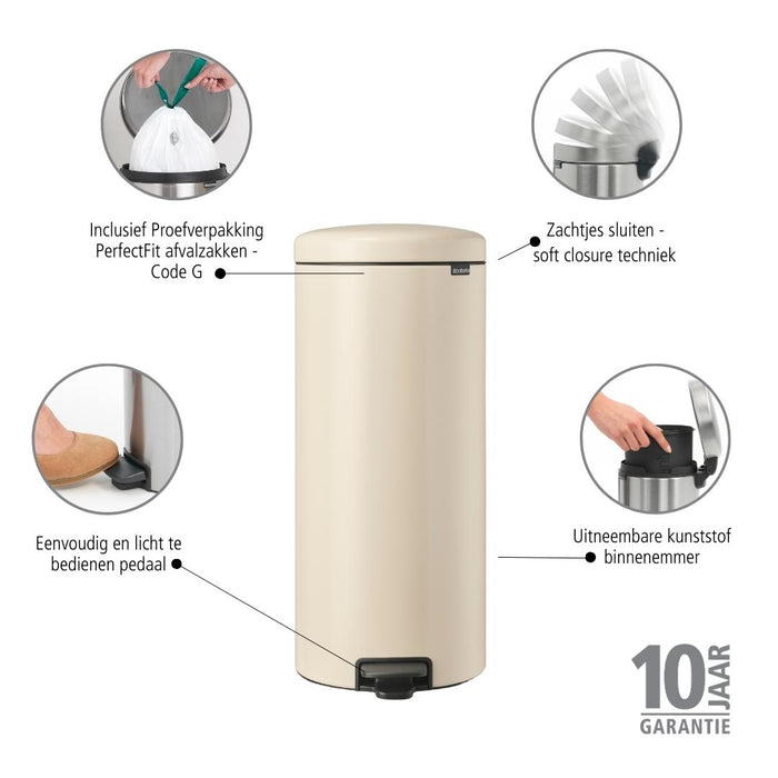 Brabantia NewIcon Pedaalemmer 30 L - Soft Beige
