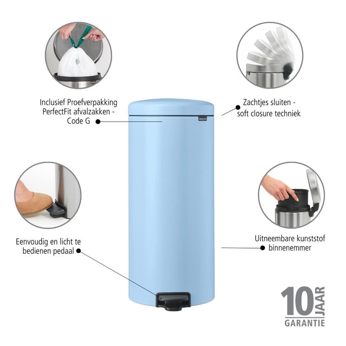 Brabantia NewIcon Pedaalemmer 30 L - Dreamy Blue