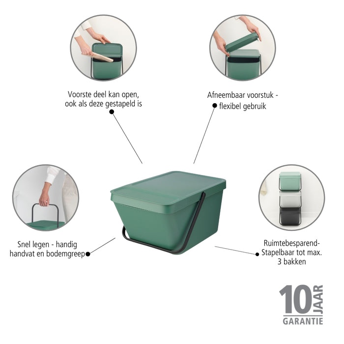 Brabantia Sort & Go Stapelbare Afvalemmer - 20 L