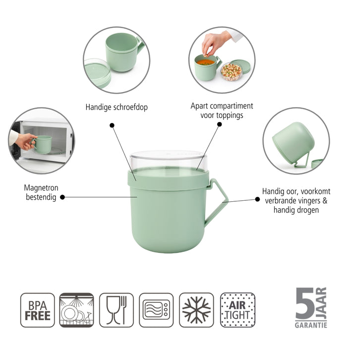 Brabantia Make & Take Soepbeker to Go 0,6 L - Magnetron - Jade Green