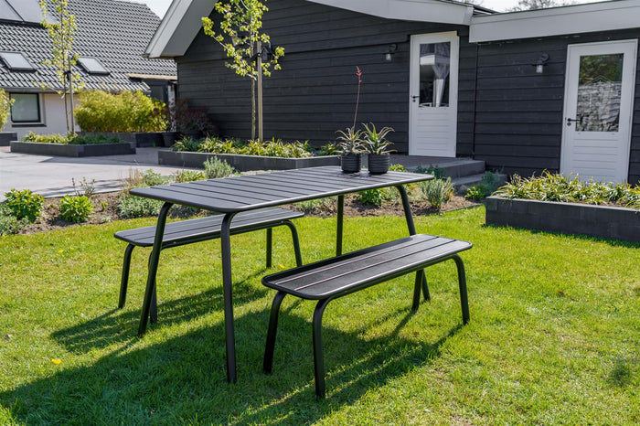 Metalen picknickset Max 150 cm zwart 3-delig