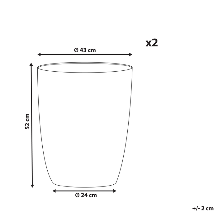 Beliani - CROTON - Bloempot set van 2 - Lichtgrijs - 43 cm - Stenenmix
