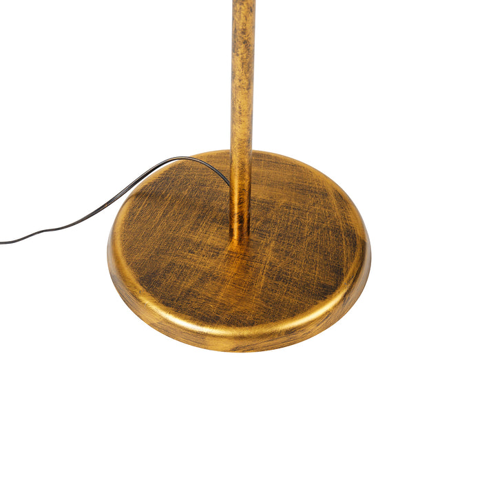QAZQA Vintage vloerlamp antiek goud met kap groen - Linden