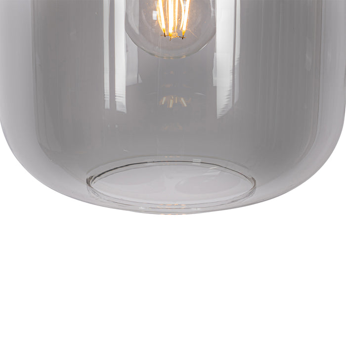 QAZQA Hanglamp zwart met goud en smoke glas 3-lichts rond - Kyan