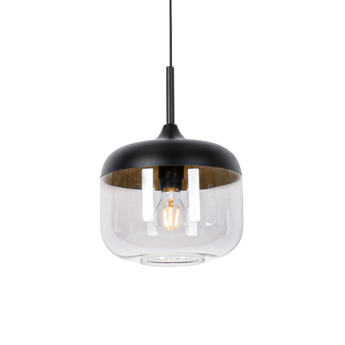 QAZQA Design hanglamp zwart met goud en smoke glas - Kyan