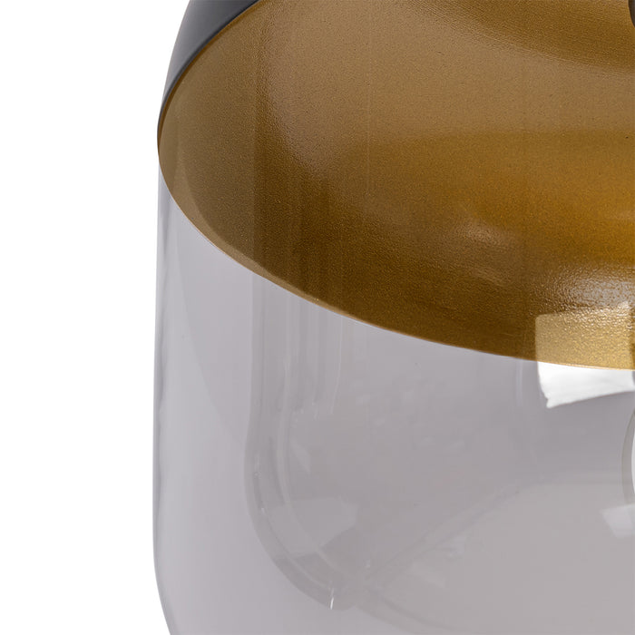 QAZQA Design hanglamp zwart met goud en smoke glas - Kyan