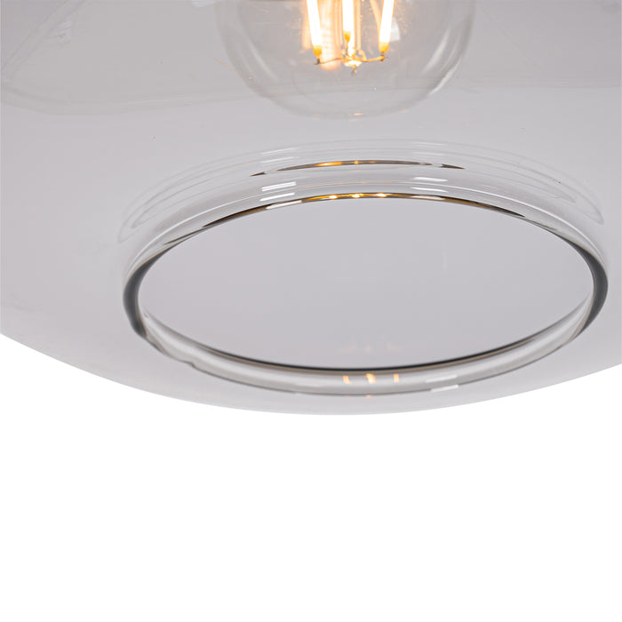 QAZQA Design hanglamp zwart met goud en smoke glas - Kyan