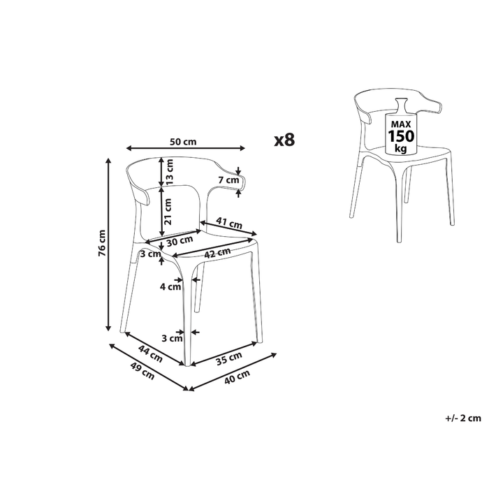 Beliani - GUBBIO - Stoel set van 8 - Beige - Polypropyleen