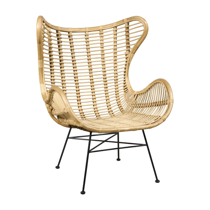 Woonexpress Fauteuil Wilton - Beige - Rotan - 80x110x81cm (BxHxD)