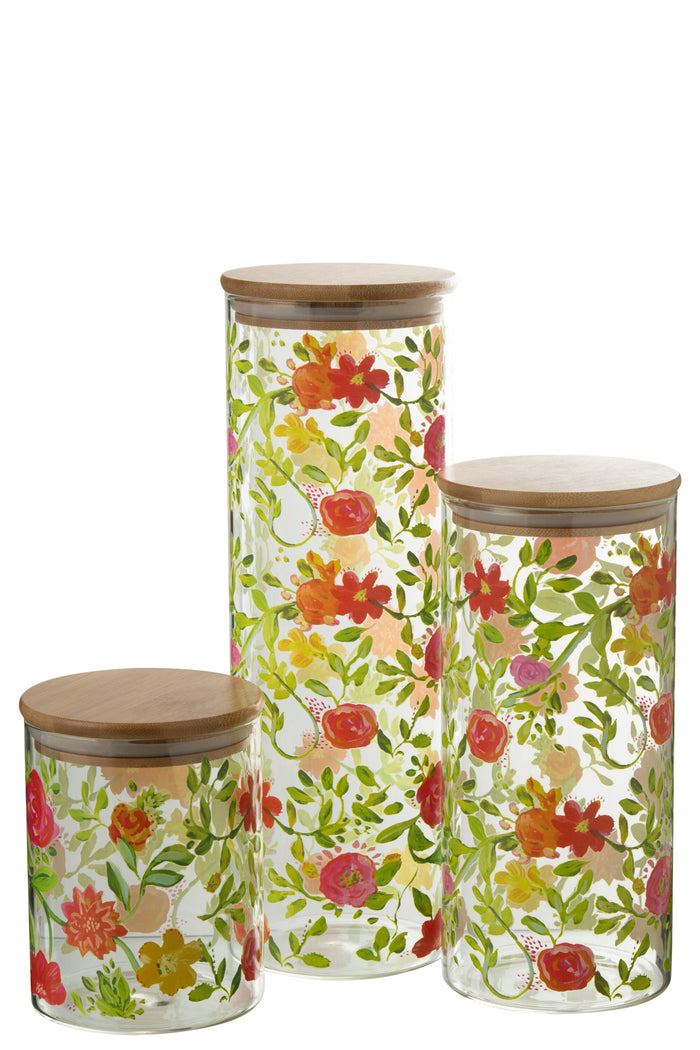 J-Line voorraadpot Bloemen - glas - mix - large