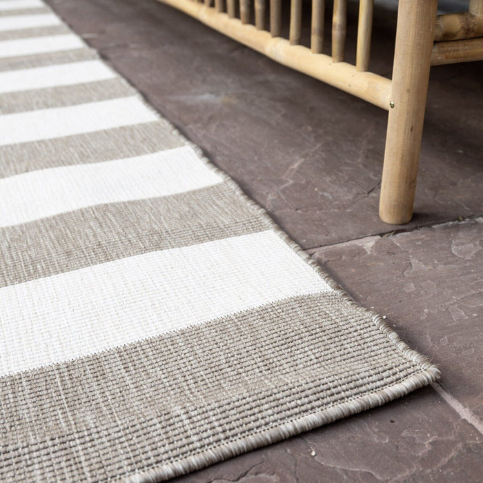 Eva Interior Loper Buitenkleed Stripes - Bruin|Grijs - 80 x 250cm