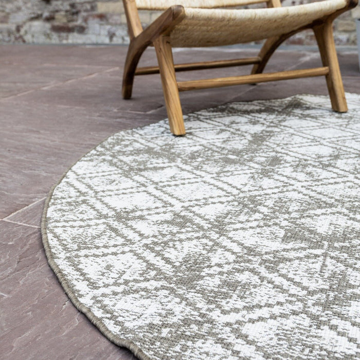 Eva Interior Buitenkleed Rond Frost - Bruin|wit - dubbelzijdig 200cm