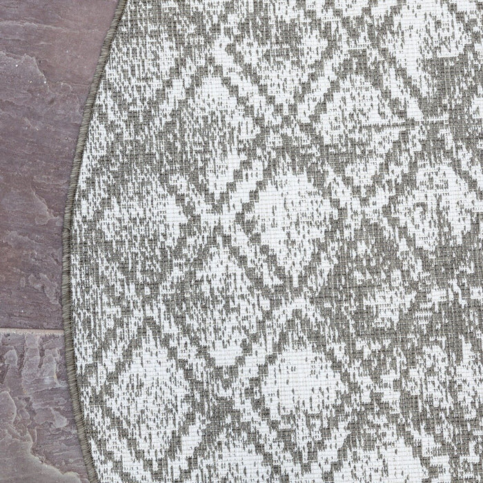 Eva Interior Buitenkleed Rond Frost - Bruin|wit - dubbelzijdig 200cm