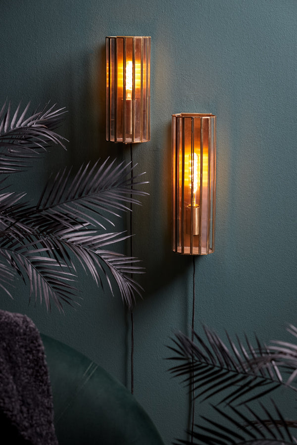 Light&living Wandlamp 14x13x30,5 cm STRØBY antiek brons+glas