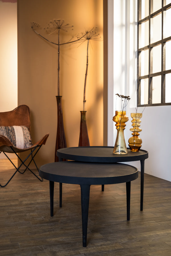 Light&living Salontafel S|2 Ø64x39+Ø75x44 cm TOBIAS zwart