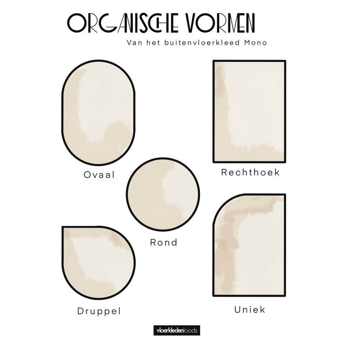 EVA Interior-Buitenkleed Mono- Naturel|wit- Ronde Hoek 160 x 230 cm(M)