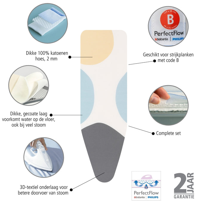 Brabantia PerfectFlow Strijkplankhoes B 124 x 38 cm