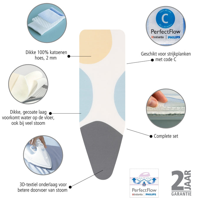 Brabantia PerfectFlow Strijkplankhoes C 124 x 45 cm