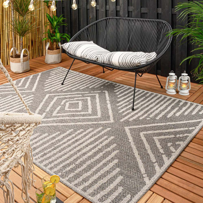 Boho&me Buitenkleed Boho - grijs|crème - 80x150 cm