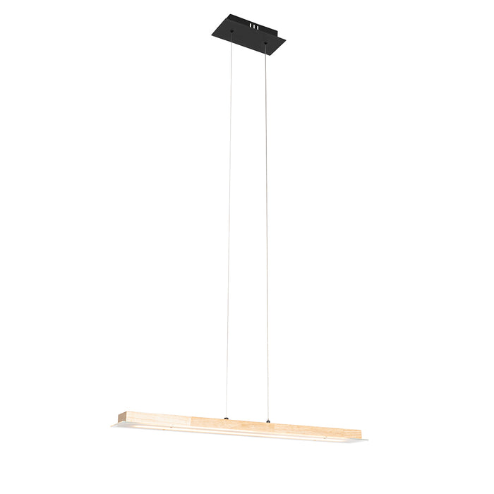 QAZQA Landelijke hanglamp hout incl. LED met touchdimmer - Platina