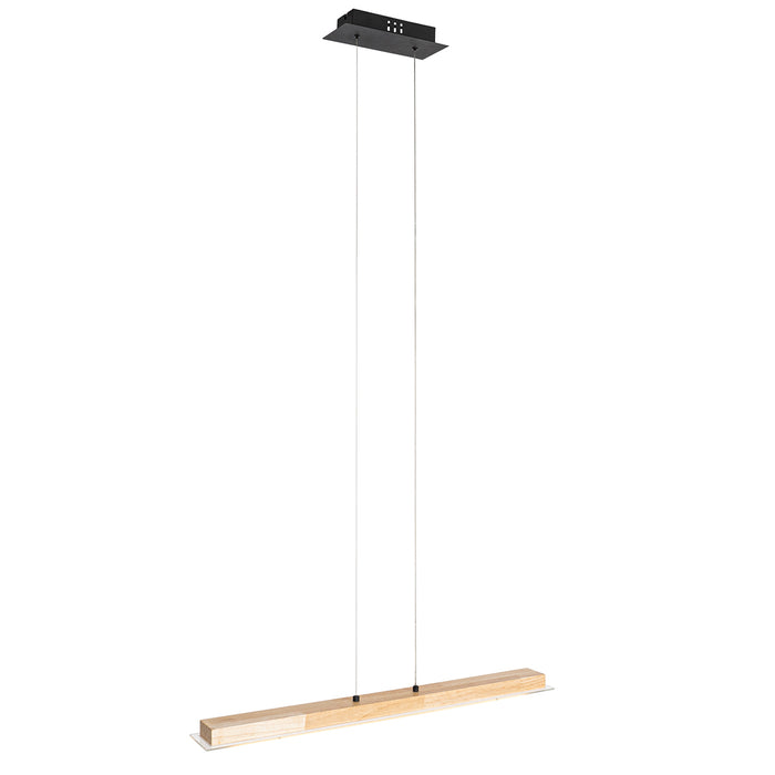 QAZQA Landelijke hanglamp hout incl. LED met touchdimmer - Platina