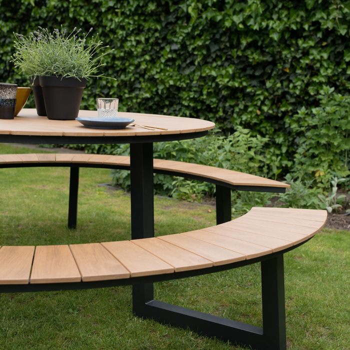 Lesli Living Arezzo picknickset rond polywood teaklook