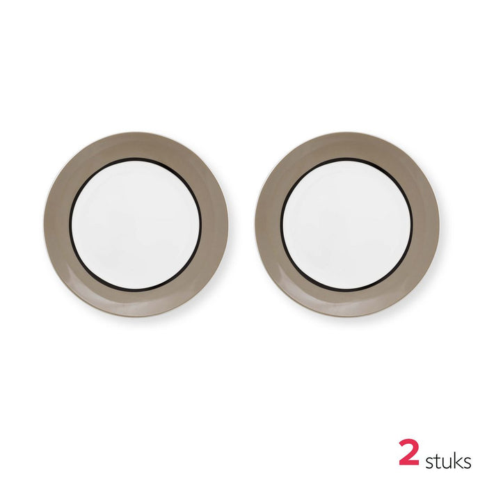 vtwonen Dinerborden - Circles - Zand - Set van 2
