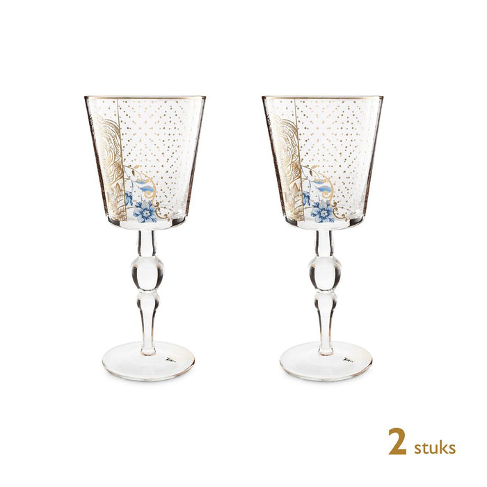 Pip Studio Glazen - Royal Gouden Bloemen - 360ml - 2 St.
