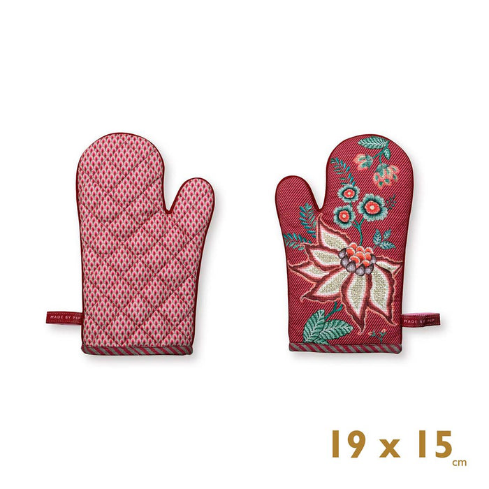 Pip Studio Flower Festival Pannenlappen en Ovenwanten - Roze - 2 Stuks