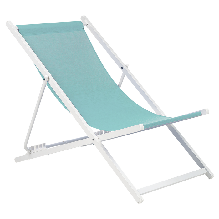 Beliani - LOCRI II - Ligstoel - Blauw|Wit - Synthetisch materiaal