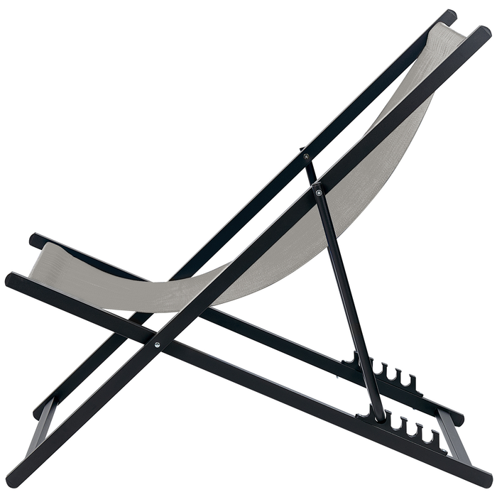 Beliani - LOCRI II - Ligstoel - Grijs|Zwart - Synthetisch materiaal