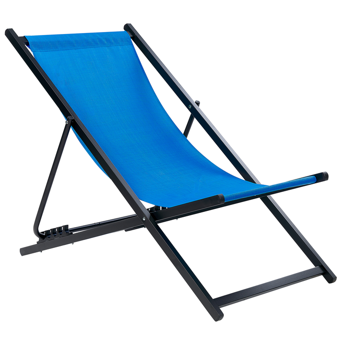 Beliani - LOCRI II - Ligstoel - Blauw|Zwart - Synthetisch materiaal