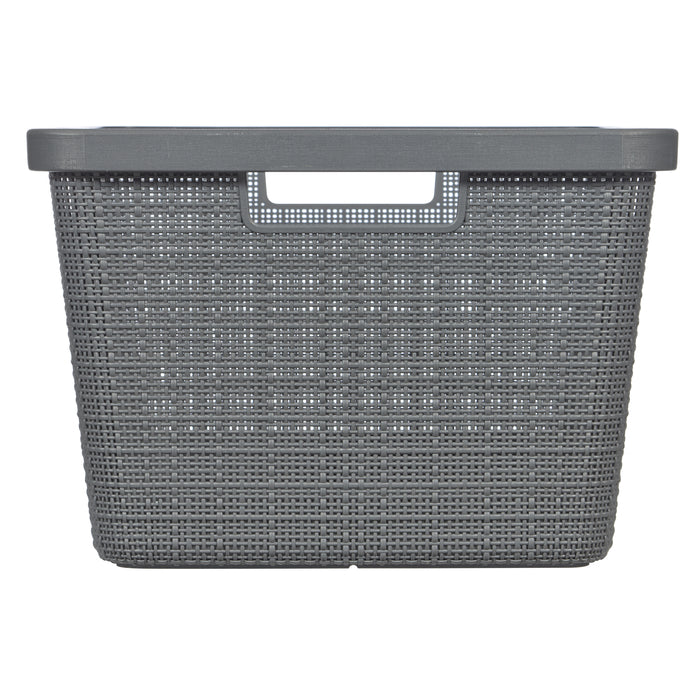 Curver Jute Wasmand met deksel 58L + Wasmand 46L - Donkergrijs