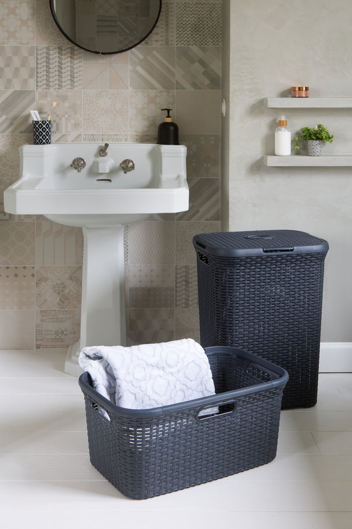 Curver Style Wasmand met Deksel - 60L - 2 stuks - Antraciet