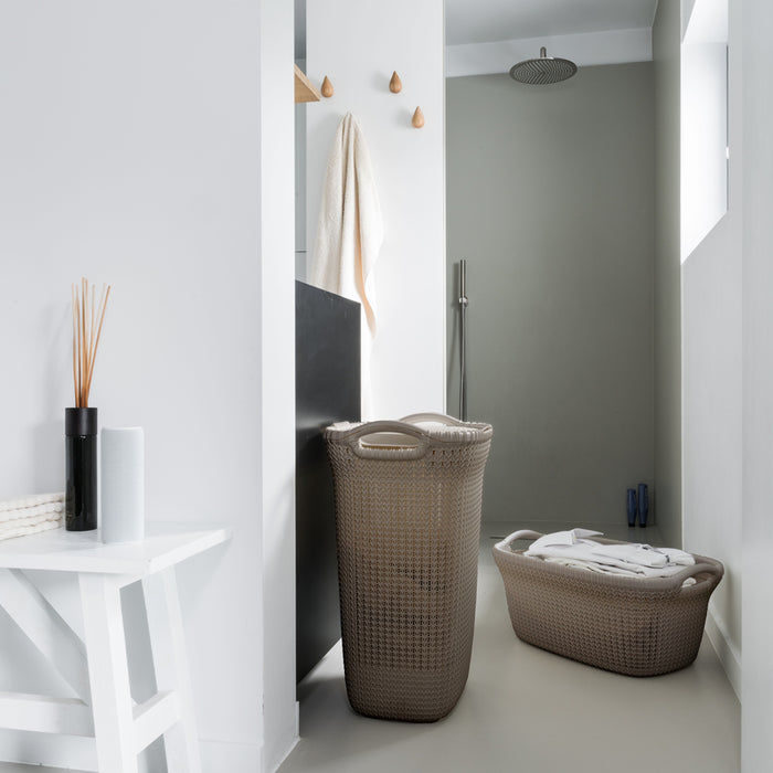 Curver Knit Wasmand met deksel 57L + Wasmand 40L - Bruin