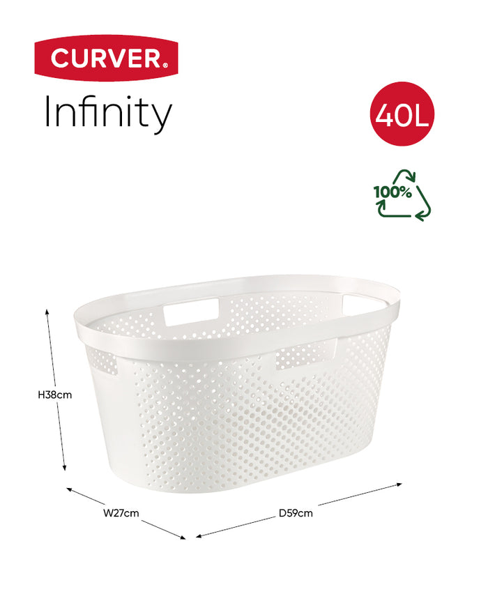 Curver Infinity Recycled Dots Wasmand - 40L - 2 stuks - Wit