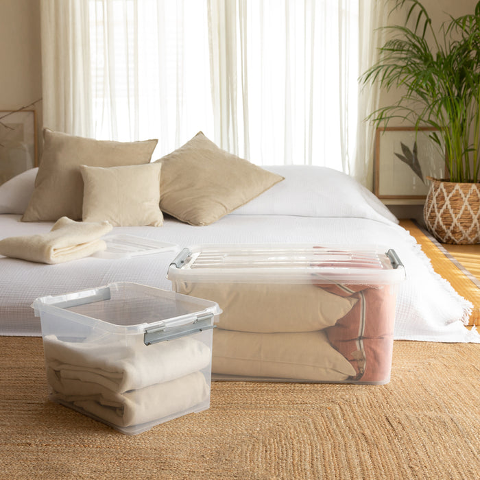 Curver Handy+ Opbergbox - 50L - 3 stuks - Transparant met deksel